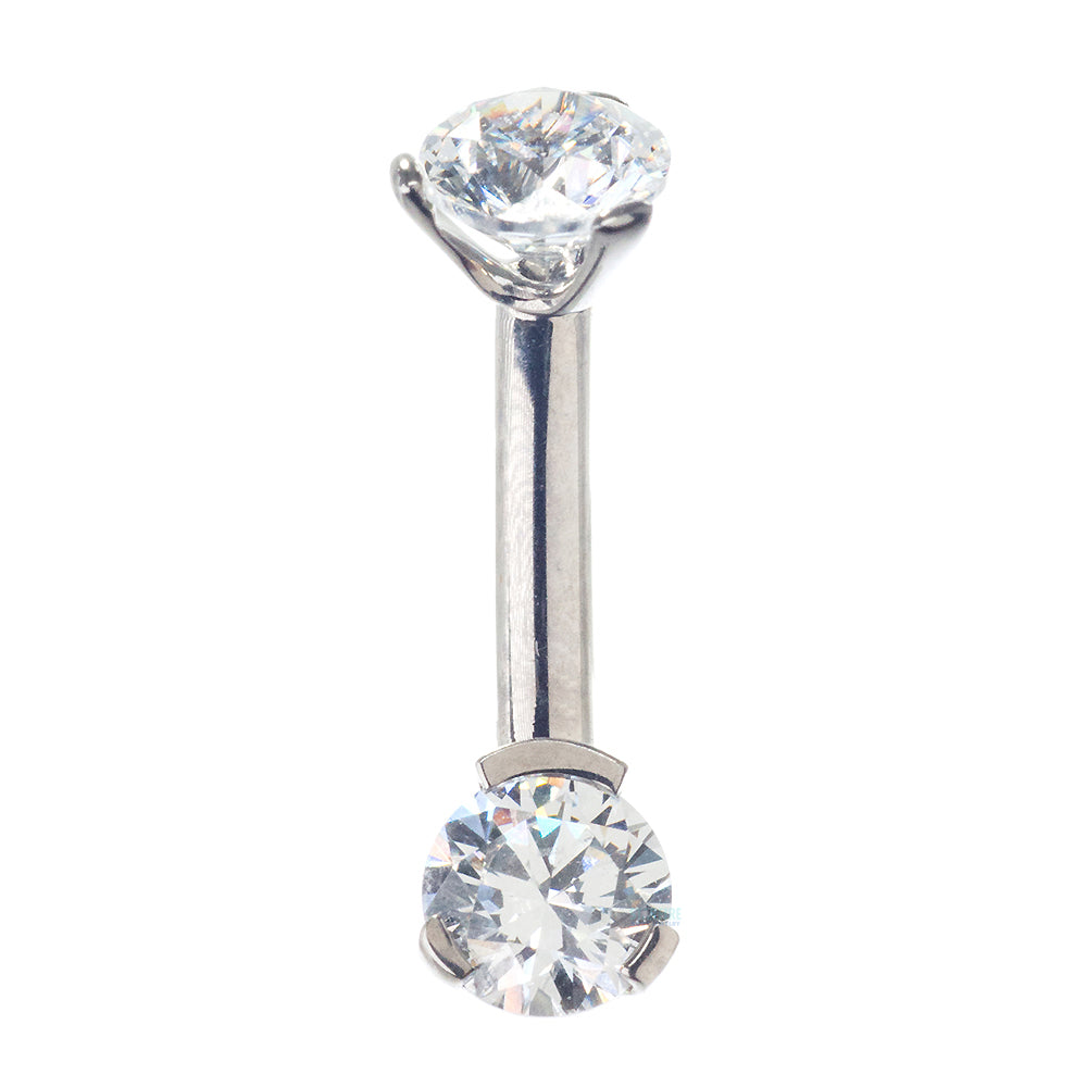 3 Prong-Set Faceted Gem Navel Curve - shortest shaft (1/4")