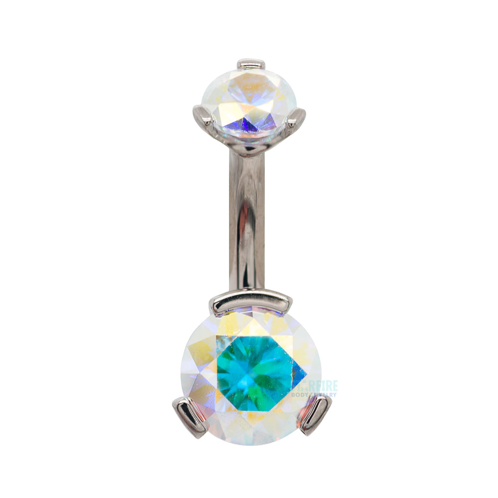 3 Prong-Set Faceted Gem Navel Curve - shortest shaft (1/4")