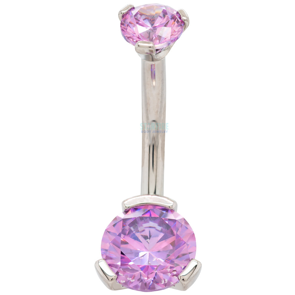 3 Prong-Set Faceted Gem Navel Curve
