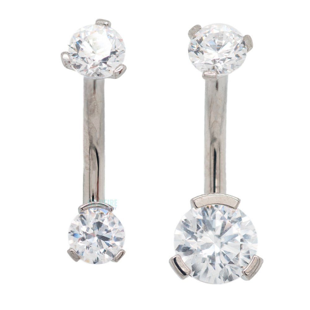 3 Prong-Set Faceted Gem Navel Curve - shorter shaft (5/16")