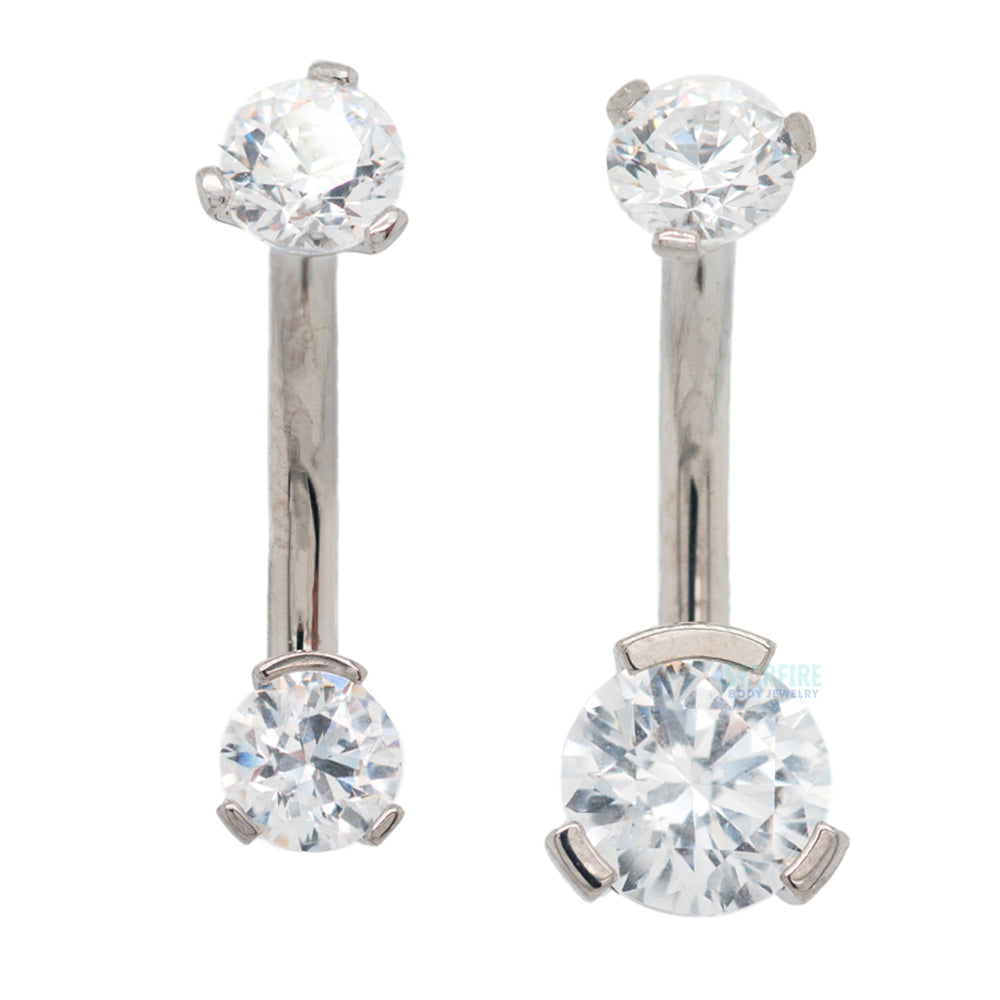 3 Prong-Set Faceted Gem Navel Curve - shortest shaft (1/4")