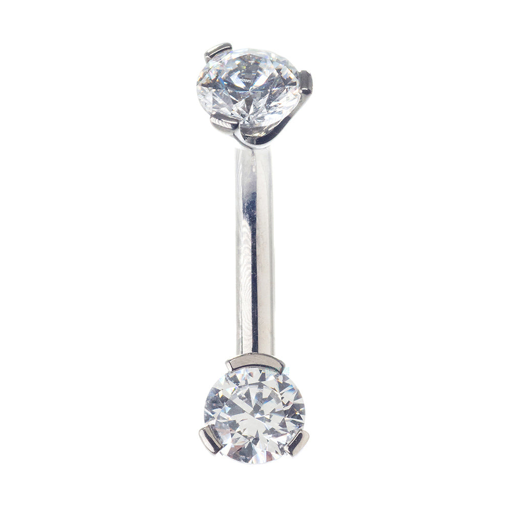 3 Prong-Set Faceted Gem Navel Curve - shorter shaft (5/16")