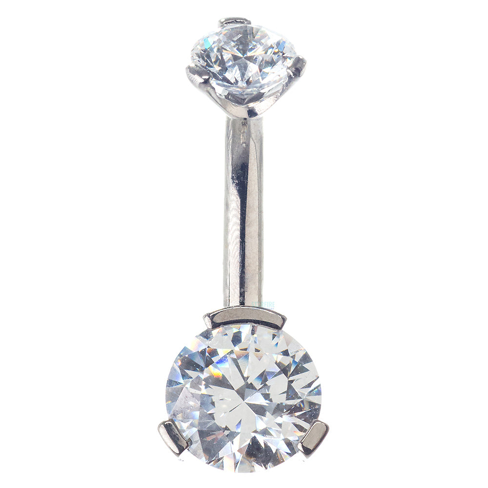 3 Prong-Set Faceted Gem Navel Curve - shorter shaft (5/16")