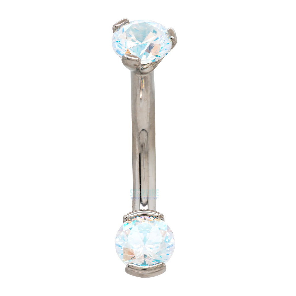 2 Prong-Set Faceted Gem Navel Curve