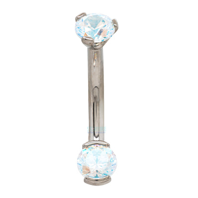 2 Prong-Set Faceted Gem Navel Curve