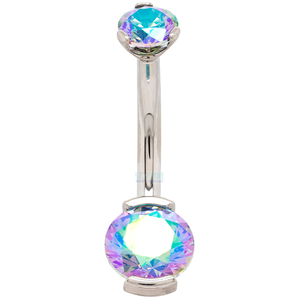 2 Prong-Set Faceted Gem Navel Curve