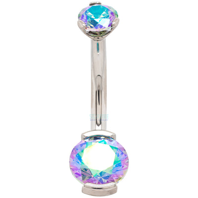 2 Prong-Set Faceted Gem Navel Curve