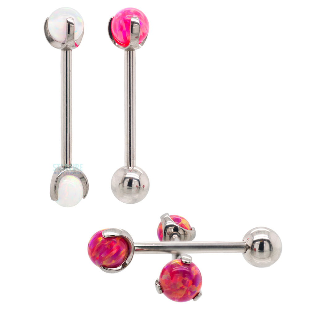 Opal Ball in Prong's Tongue Barbell