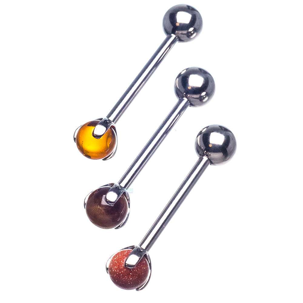 Stone Ball in Prong's Tongue Barbell