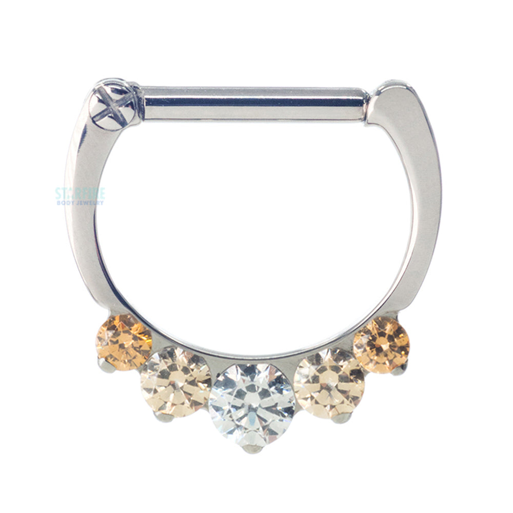 "Odyssey" Clicker #6 with 5 Graduated Faceted Gems - 5/16" post (longer) - custom color combos