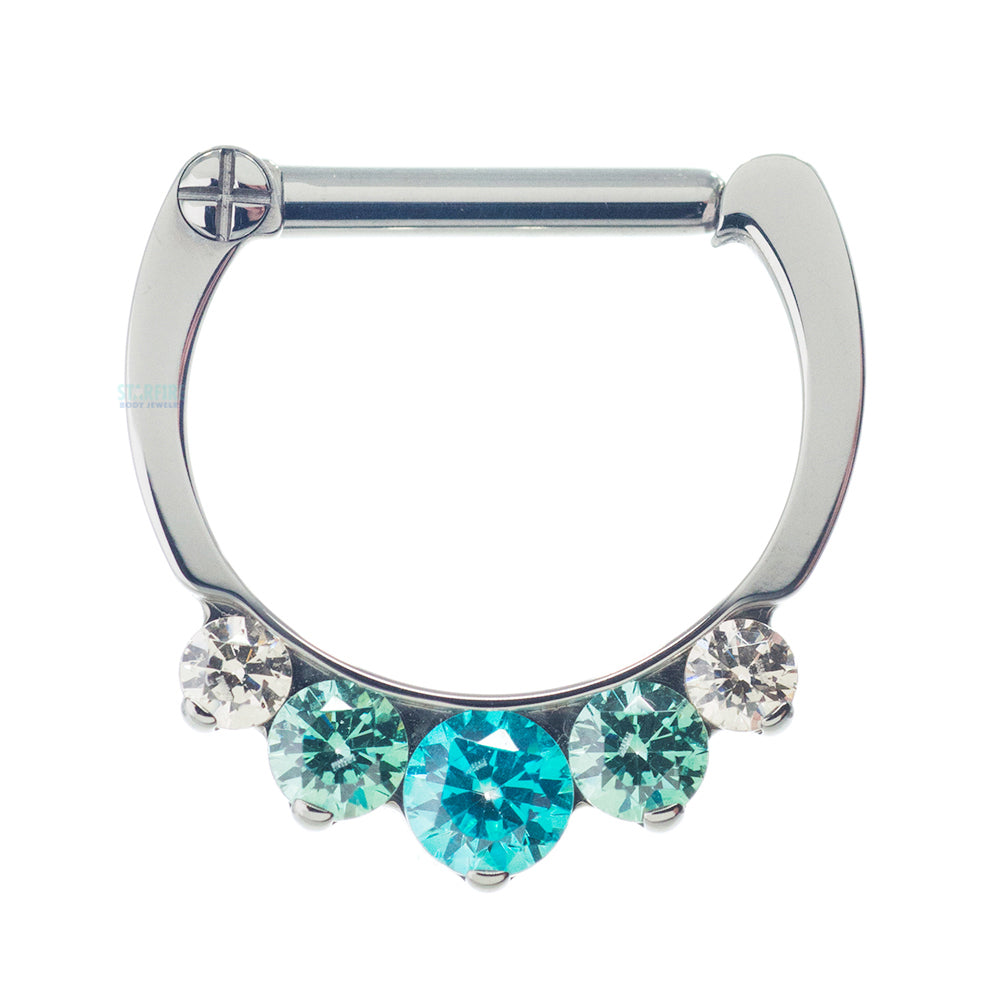 "Odyssey" Clicker #6 with 5 Graduated Faceted Gems - 5/16" post (longer) - custom color combos