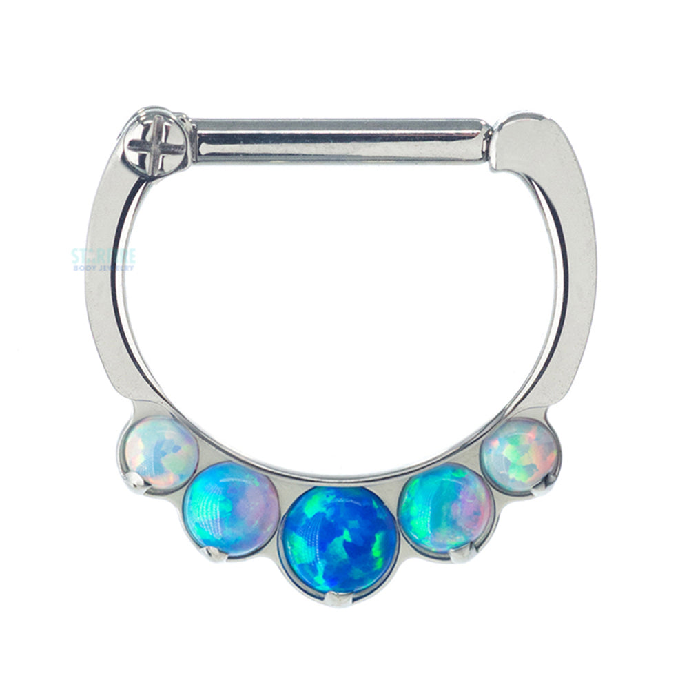 "Odyssey" Clicker #8 with 5 Graduated Opals - 1/4" post - custom color combos