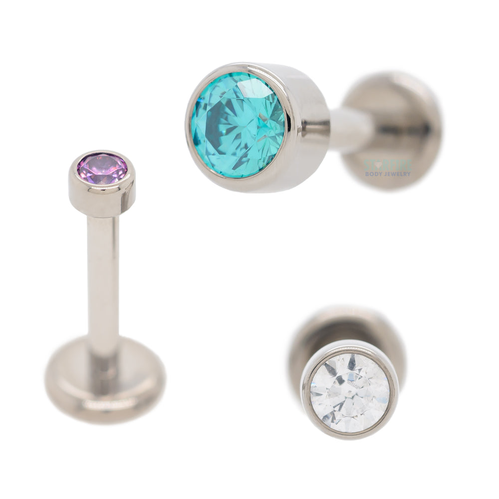 Bezel-set Round Faceted Gem on Flatback
