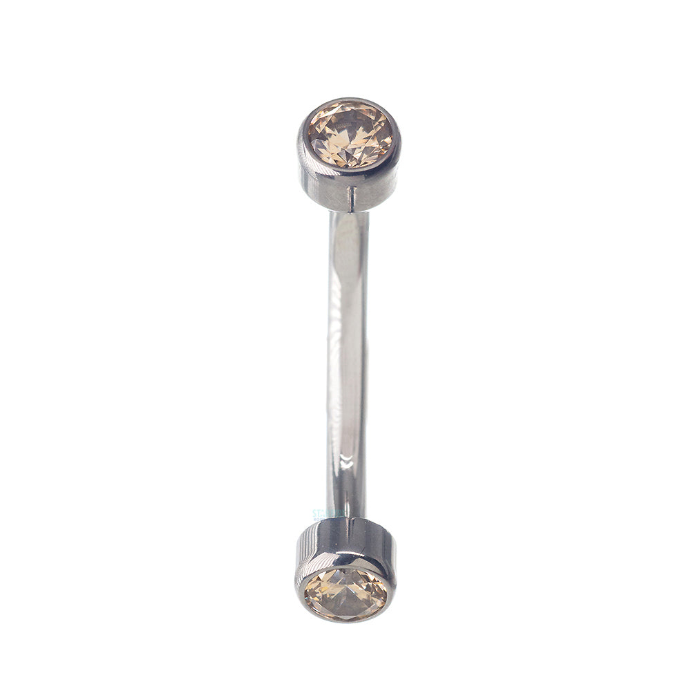 Faceted Gems in Bezel Curved Barbell