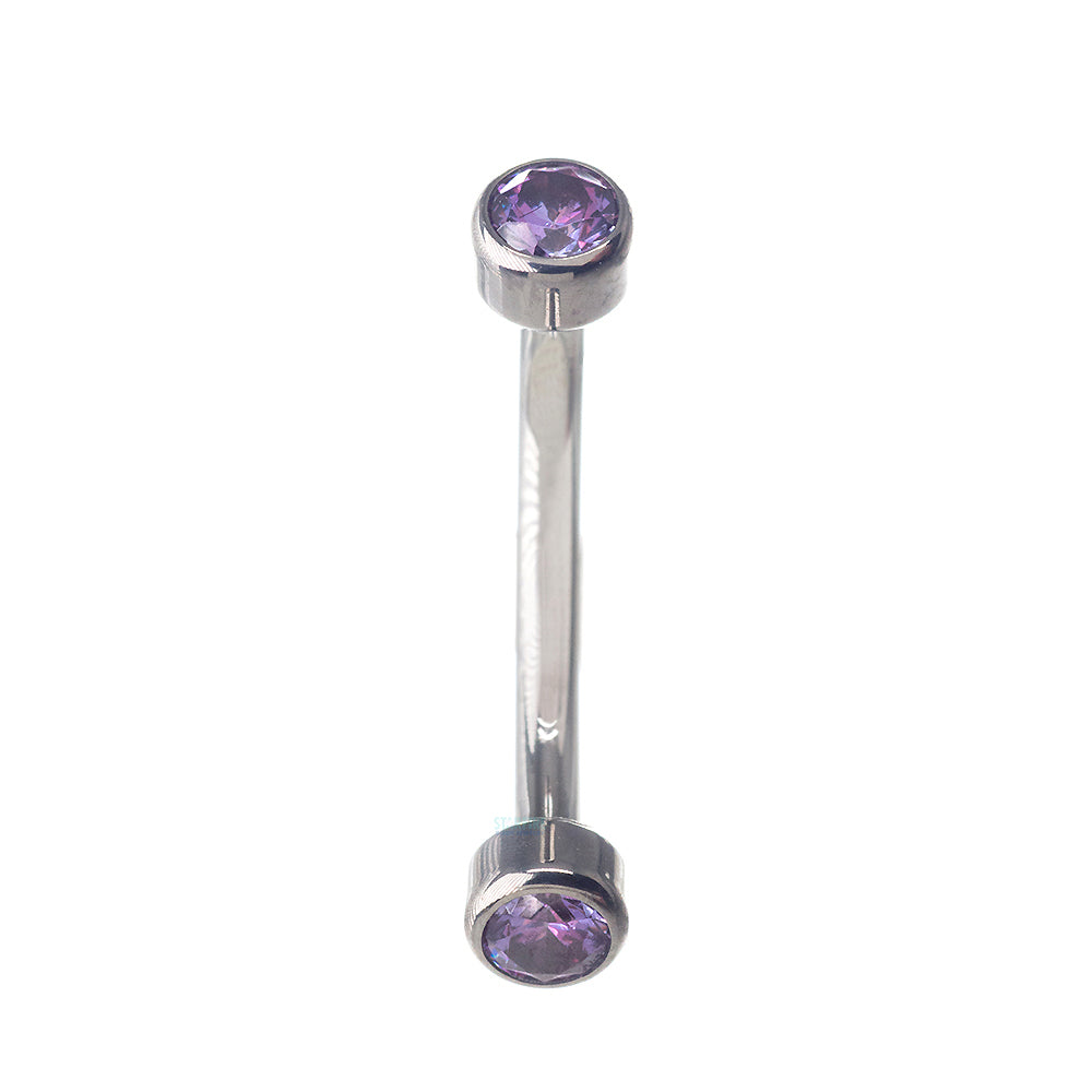 Faceted Gems in Bezel Curved Barbell