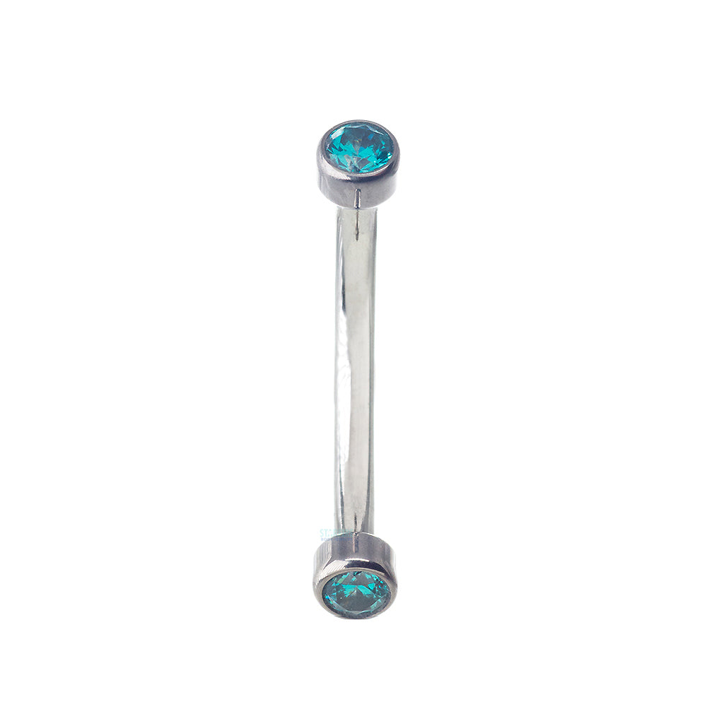 Faceted Gems in Bezel Curved Barbell