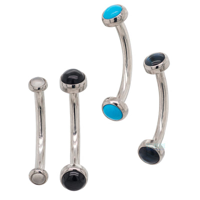 Natural Stone Cabochons in Bezel Curved Barbell