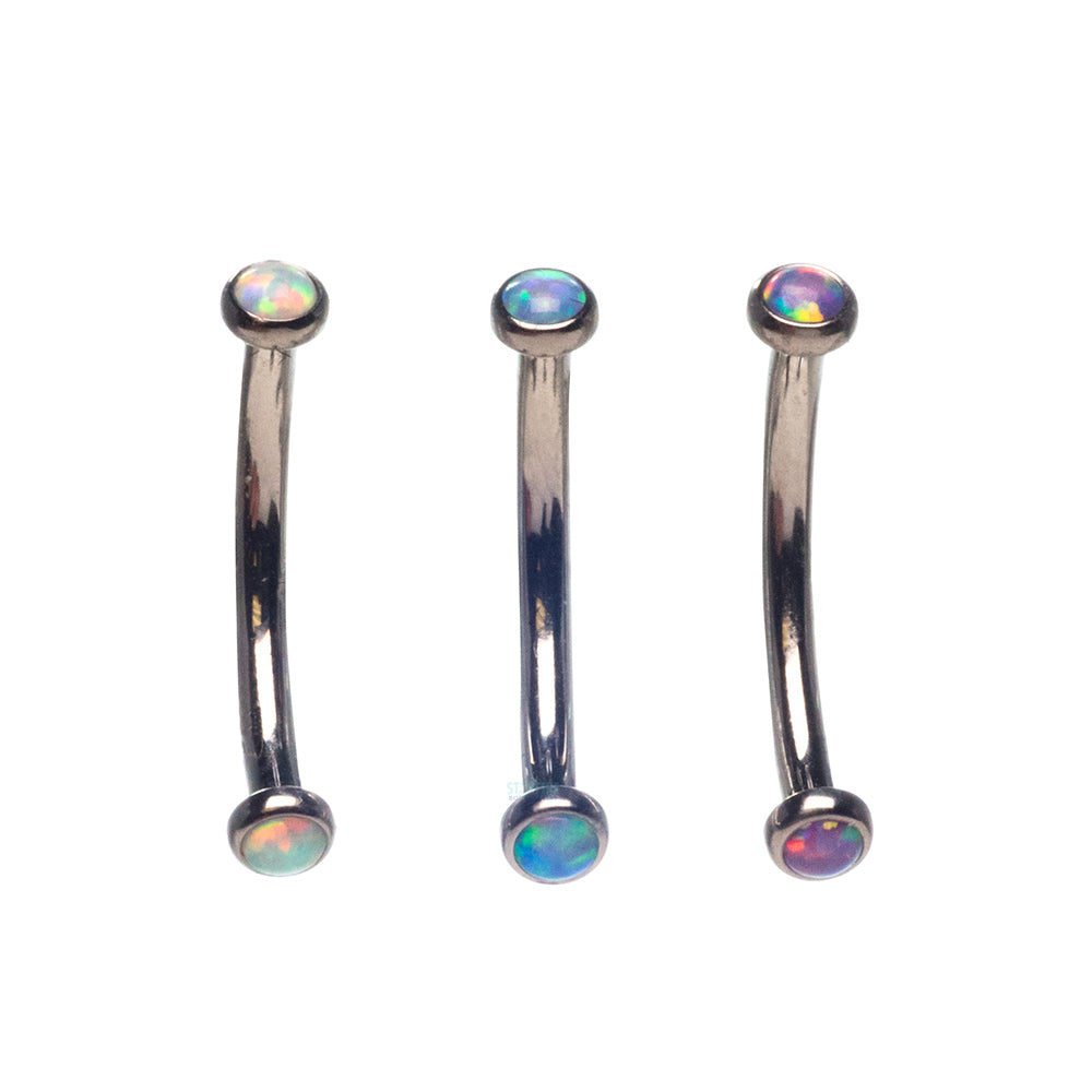 Opal Cabochons in Bezel Curved Barbell