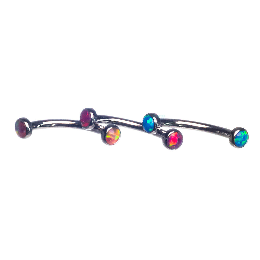 Opal Cabochons in Bezel Curved Barbell