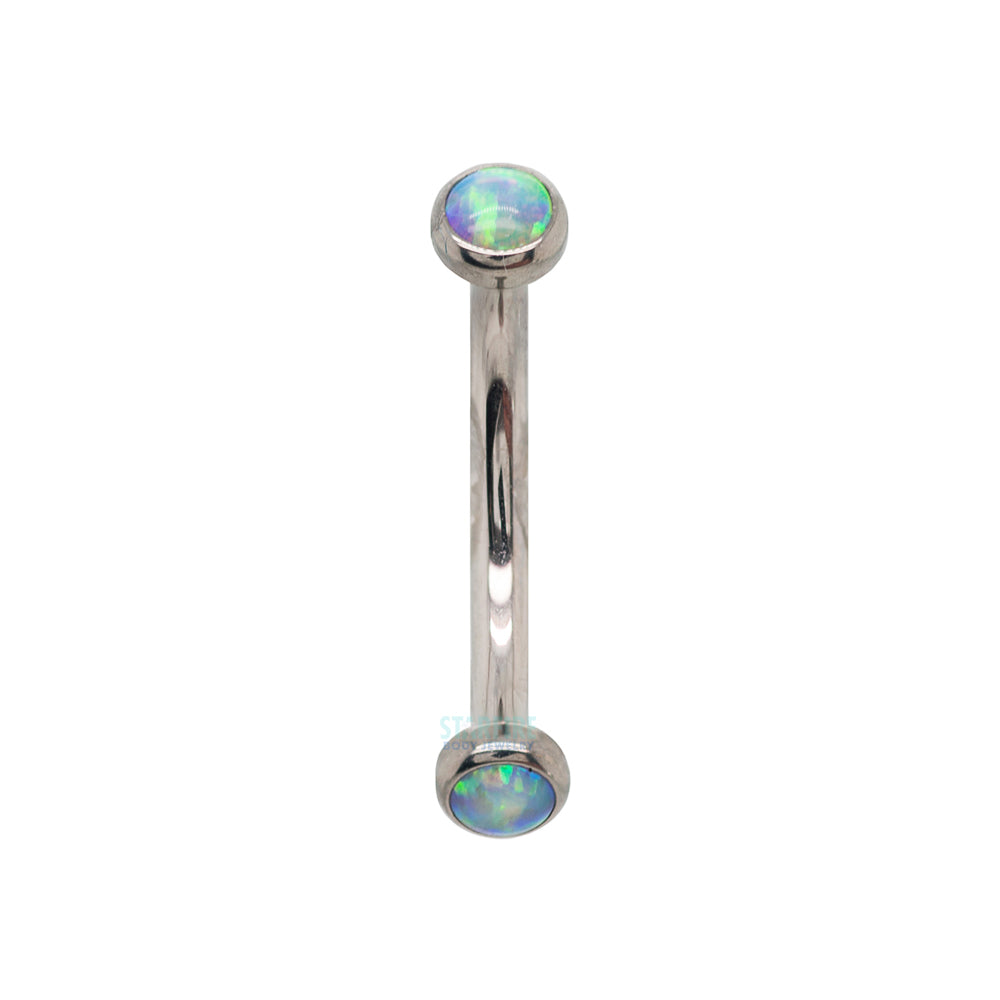 Opal Cabochons in Bezel Curved Barbell