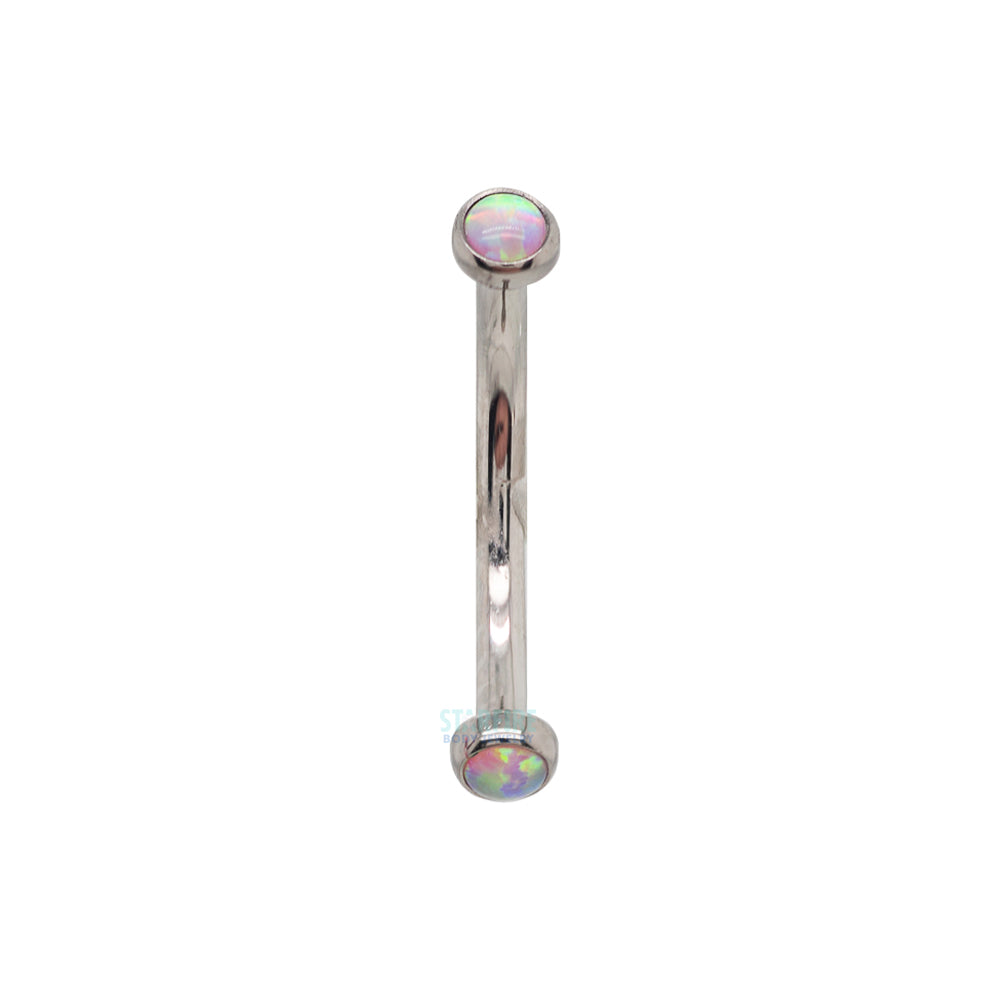 Opal Cabochons in Bezel Curved Barbell