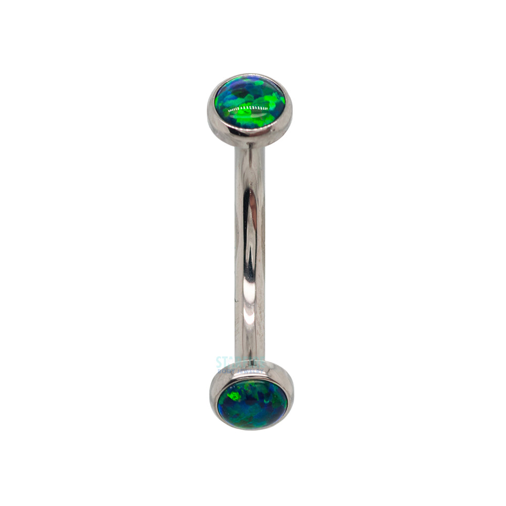 Opal Cabochons in Bezel Curved Barbell