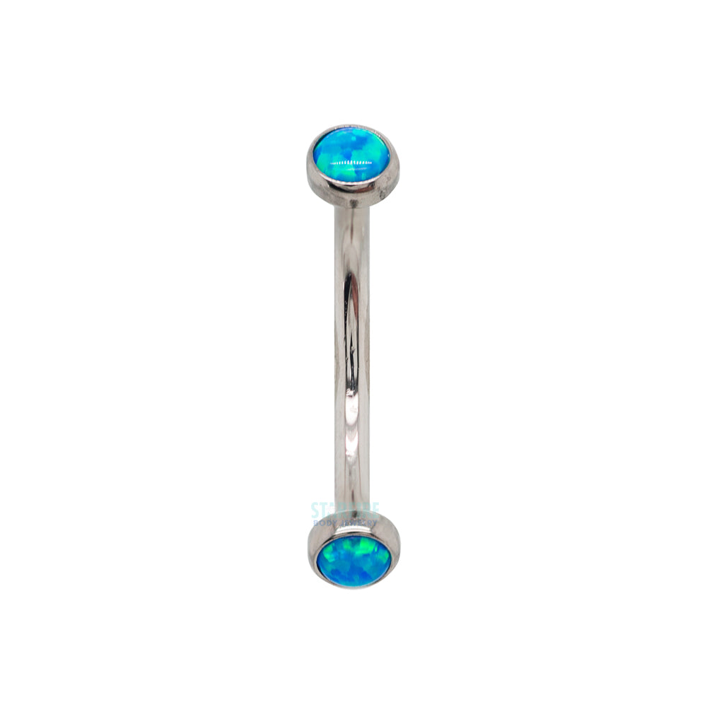 Opal Cabochons in Bezel Curved Barbell