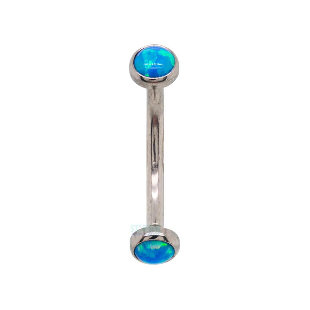 Opal Cabochons in Bezel Curved Barbell