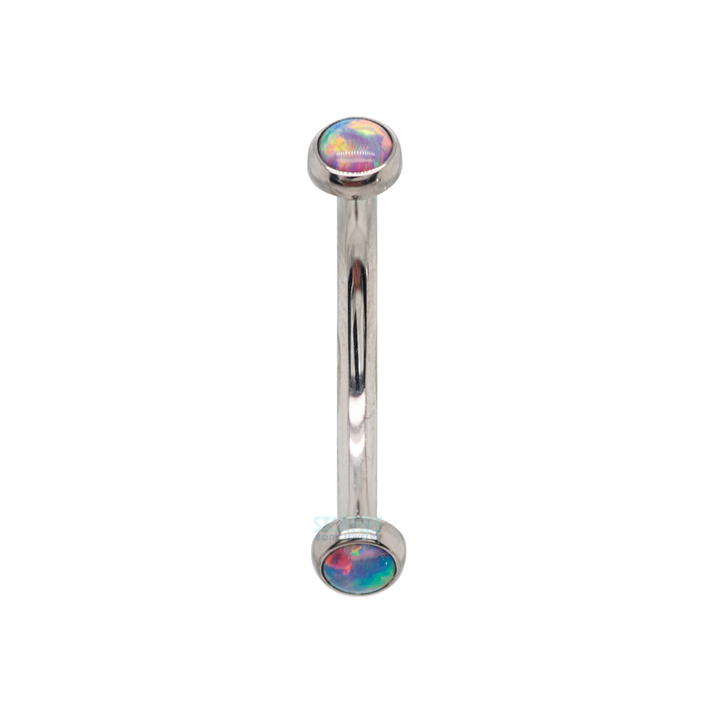 Opal Cabochons in Bezel Curved Barbell