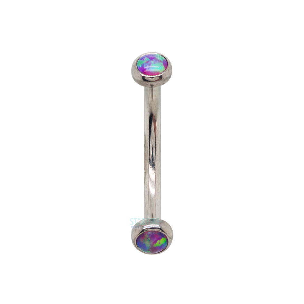 Opal Cabochons in Bezel Curved Barbell