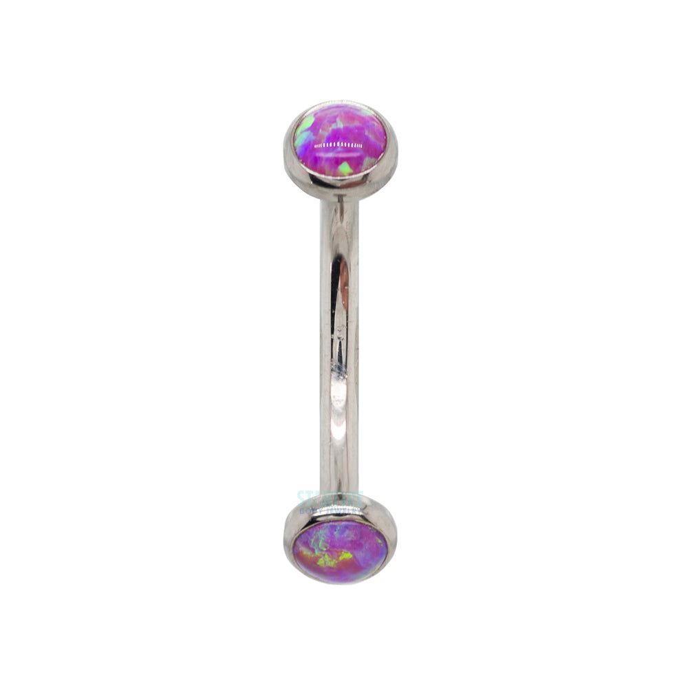 Opal Cabochons in Bezel Curved Barbell