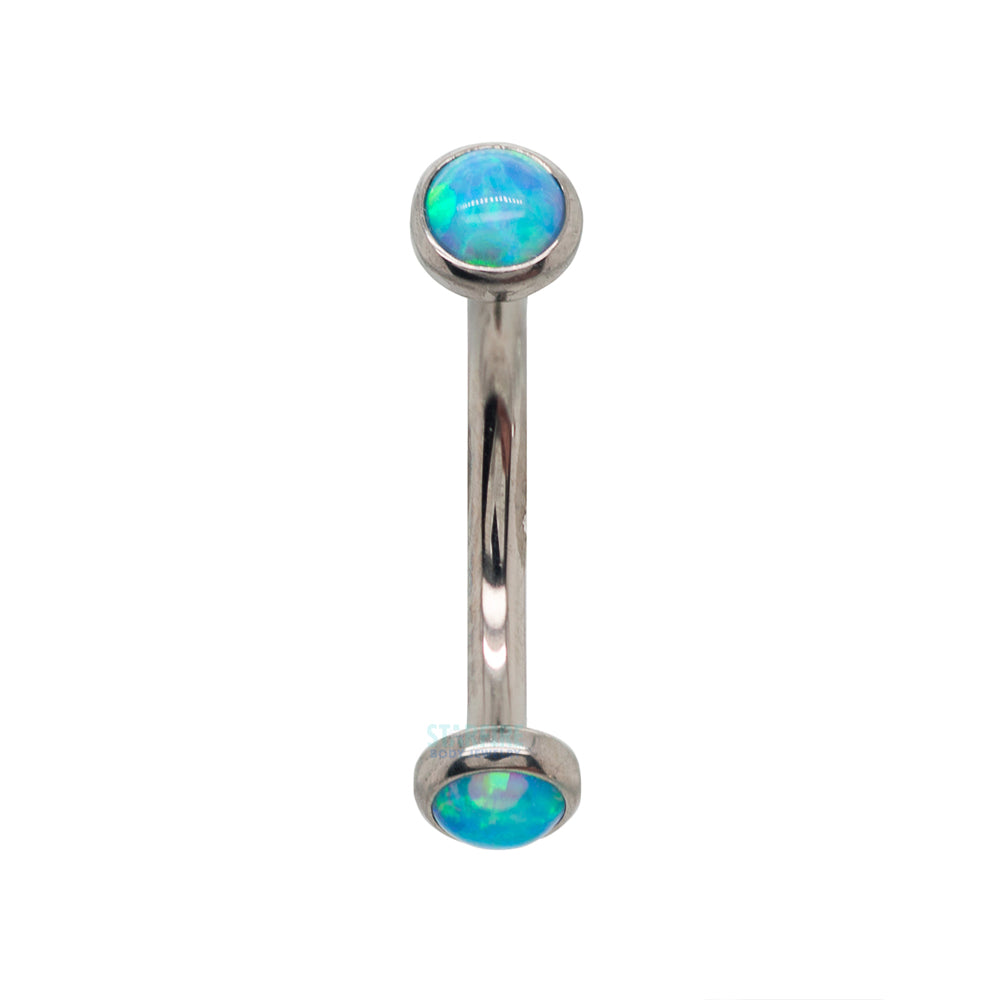 Opal Cabochons in Bezel Curved Barbell