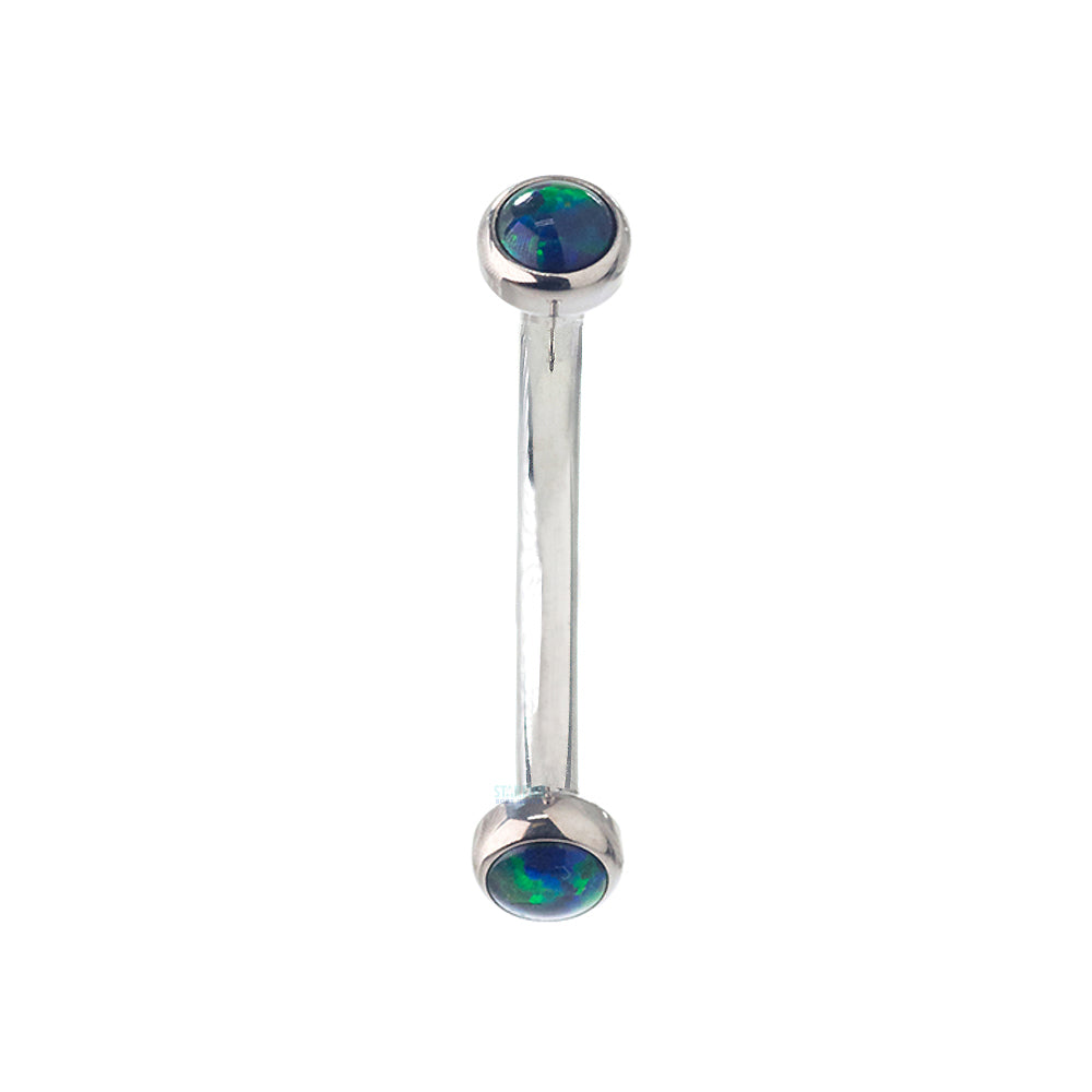 Opal Cabochons in Bezel Curved Barbell