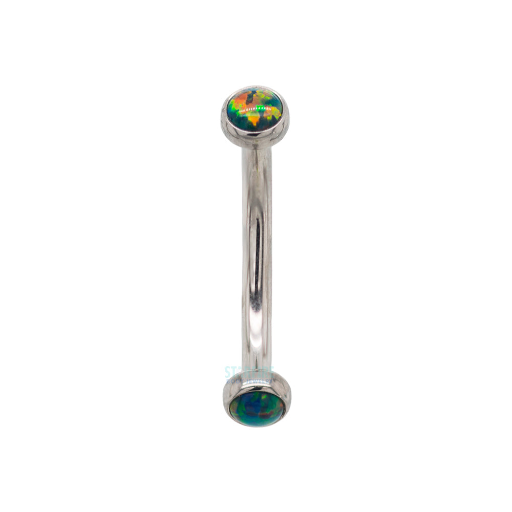 Opal Cabochons in Bezel Curved Barbell