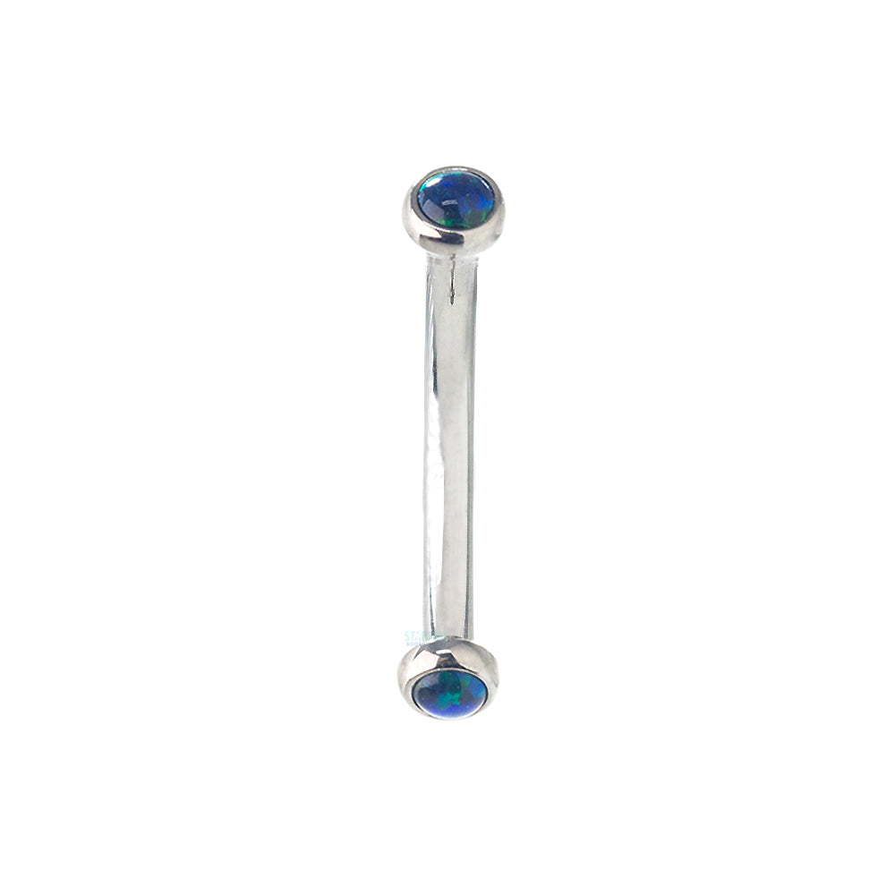 Opal Cabochons in Bezel Curved Barbell