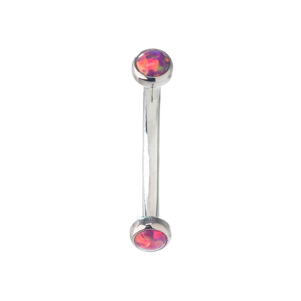 Opal Cabochons in Bezel Curved Barbell