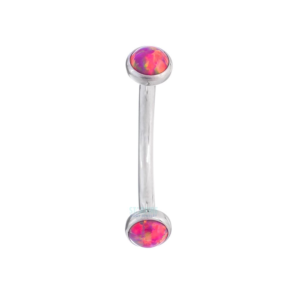 Opal Cabochons in Bezel Curved Barbell