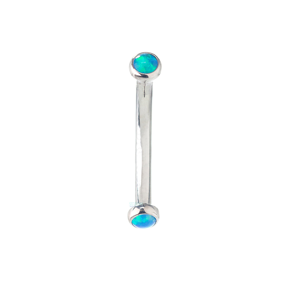 Opal Cabochons in Bezel Curved Barbell