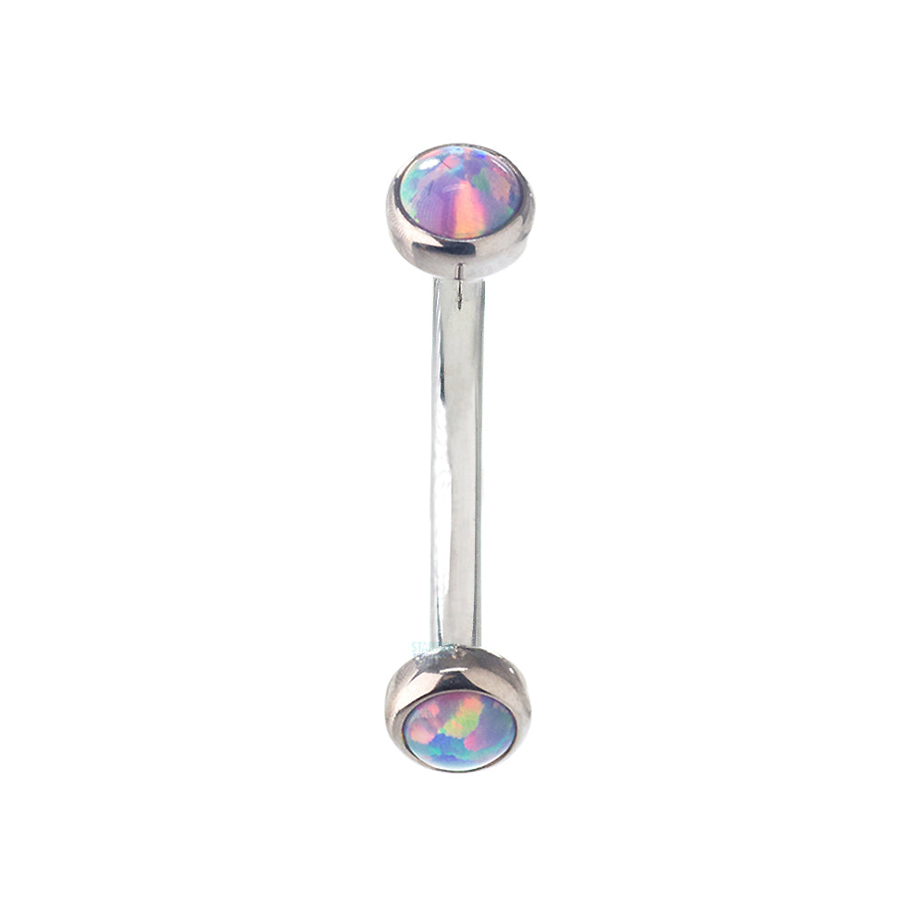Opal Cabochons in Bezel Curved Barbell