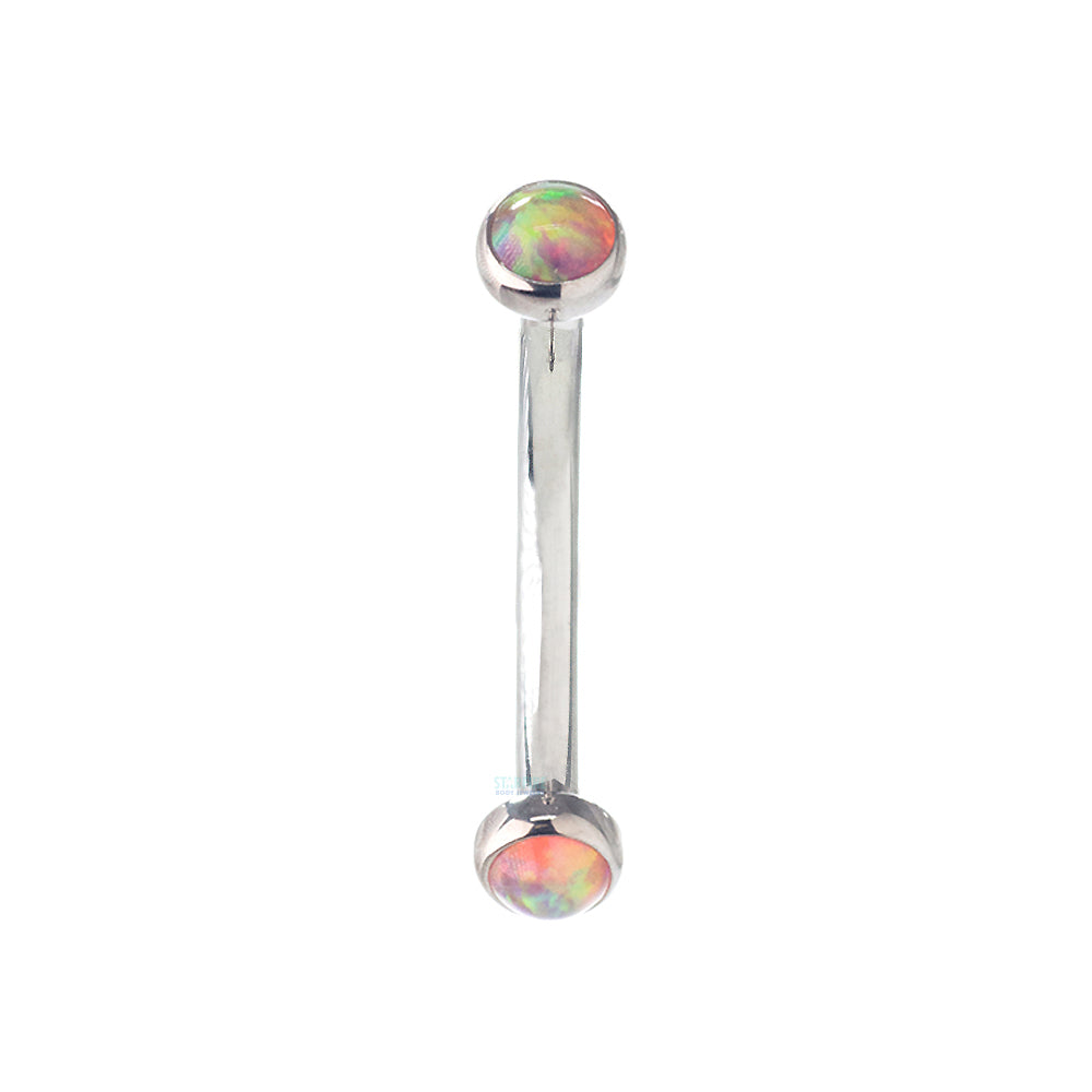 Opal Cabochons in Bezel Curved Barbell