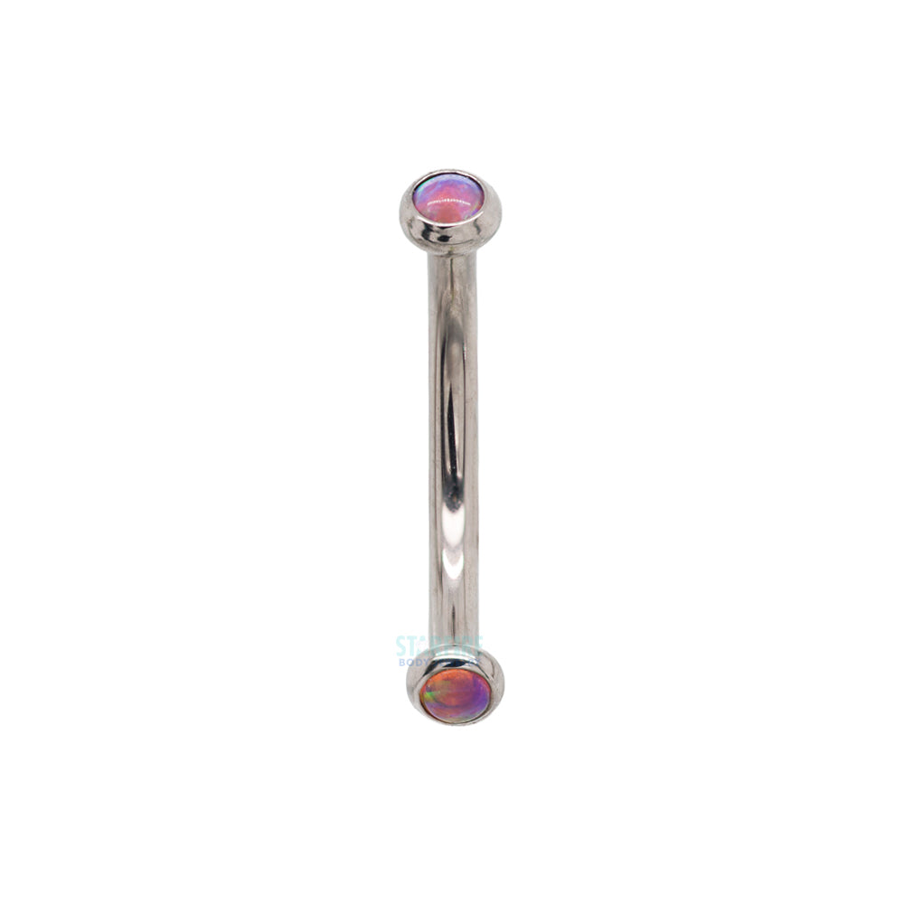 Opal Cabochons in Bezel Curved Barbell