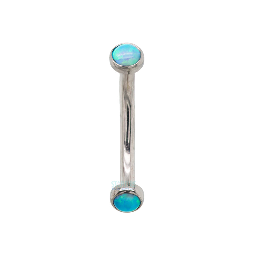 Opal Cabochons in Bezel Curved Barbell