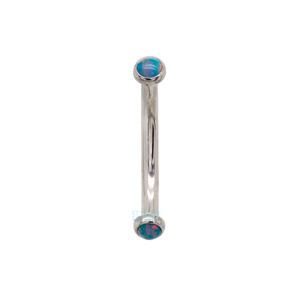 Opal Cabochons in Bezel Curved Barbell