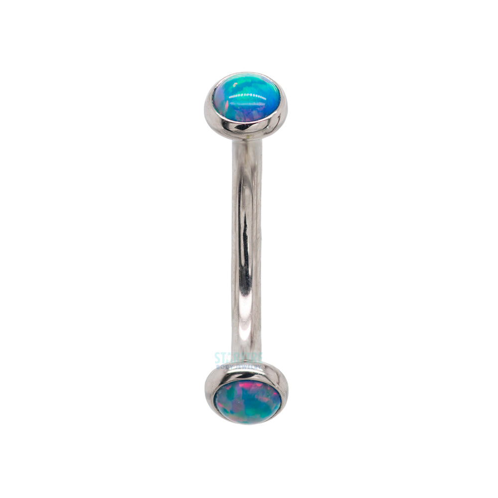 Opal Cabochons in Bezel Curved Barbell