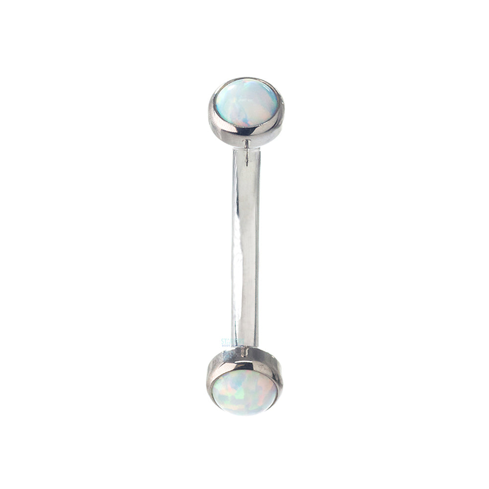 Opal Cabochons in Bezel Curved Barbell