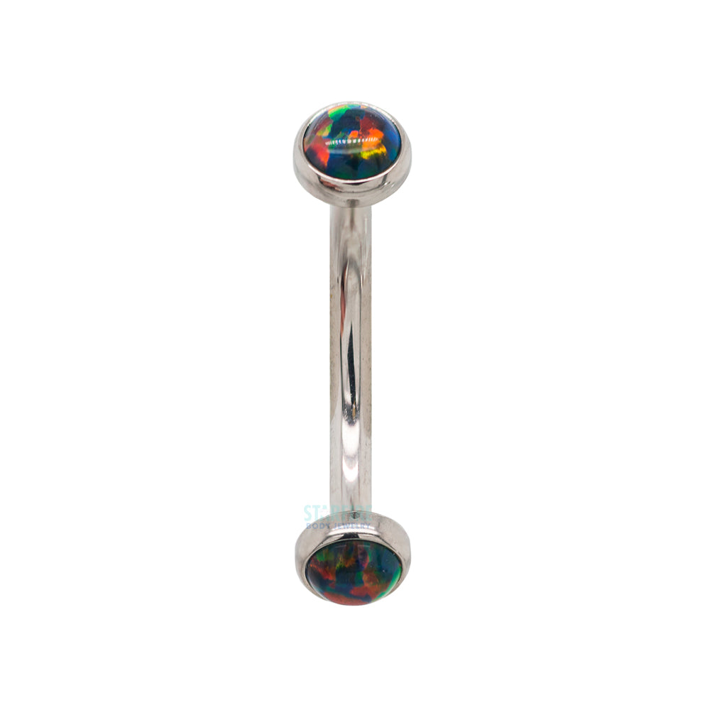 Opal Cabochons in Bezel Curved Barbell