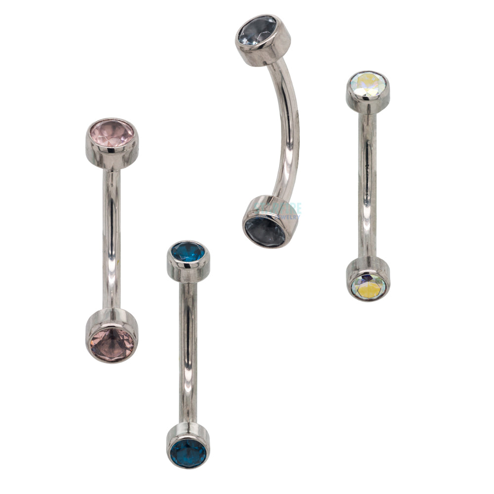 Faceted Gems in Bezel Curved Barbell