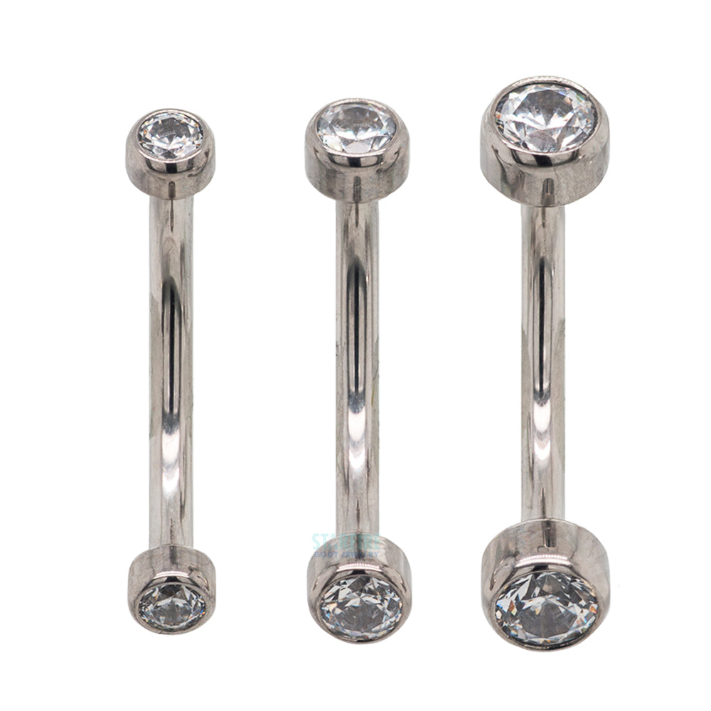 Faceted Gems in Bezel Curved Barbell