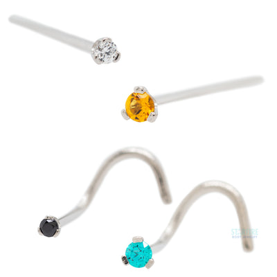 Prong-set Faceted Gem Nostril Screw