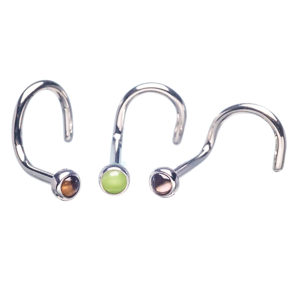 Demi Bezel-set Natural Stone Nostril Screw